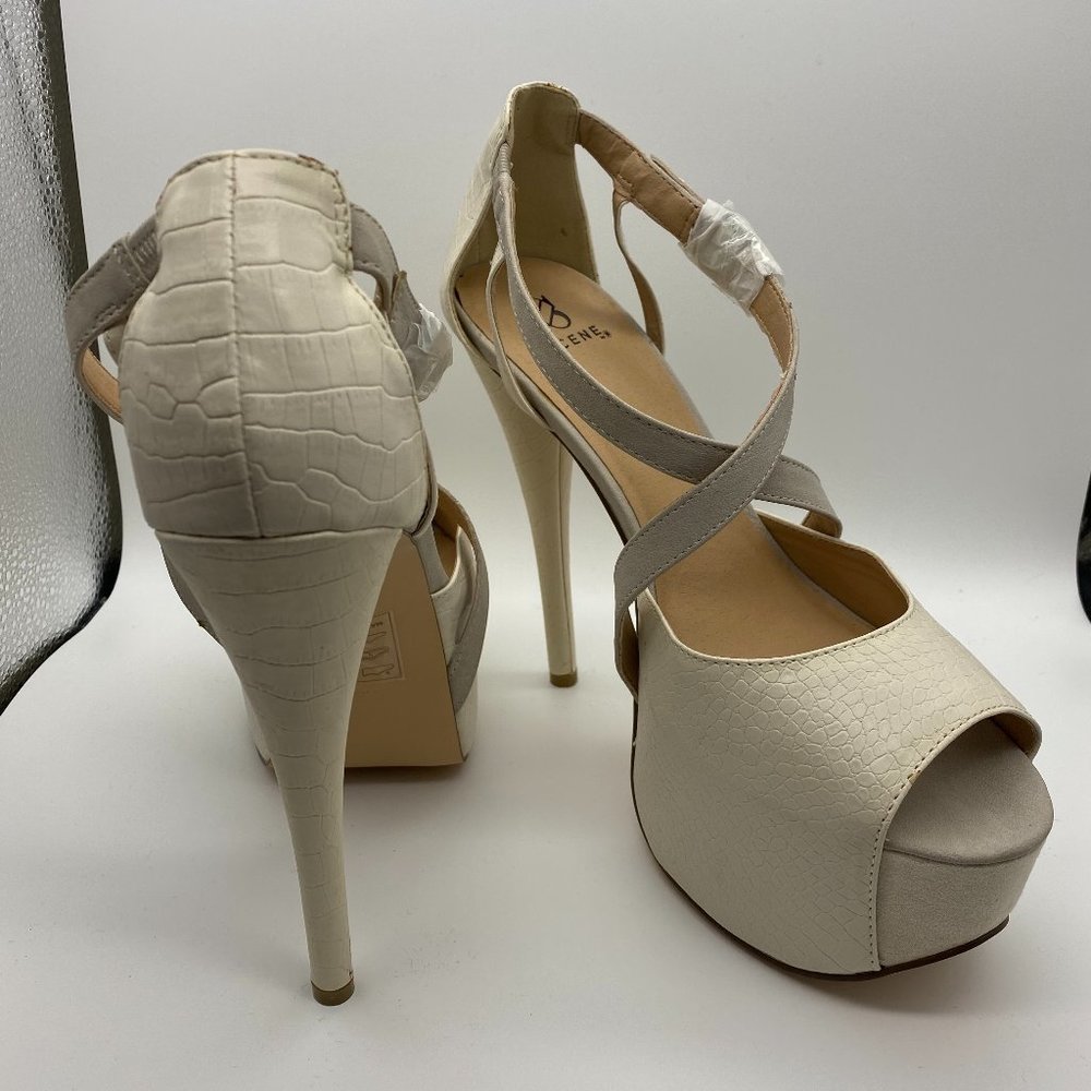 Lynn Cream Covered Platform Stiletto